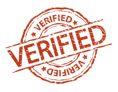 Kırmızı Vintage doğrulanmış damga, beyaz backgrou üzerinde Retro vektör tarzı