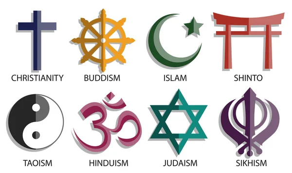 World religion symbol icon set — Stock Vector
