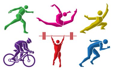 renkli spor düz simgesi seti 03