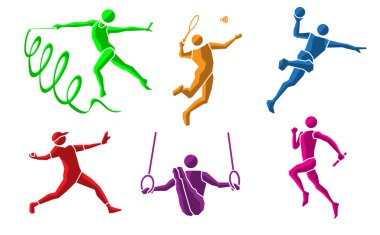 Renkli spor düz simge seti 02