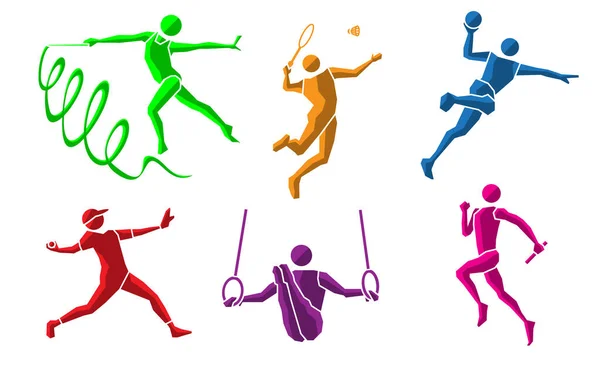 Jeu Icônes Sport Plat Coloré — Image vectorielle