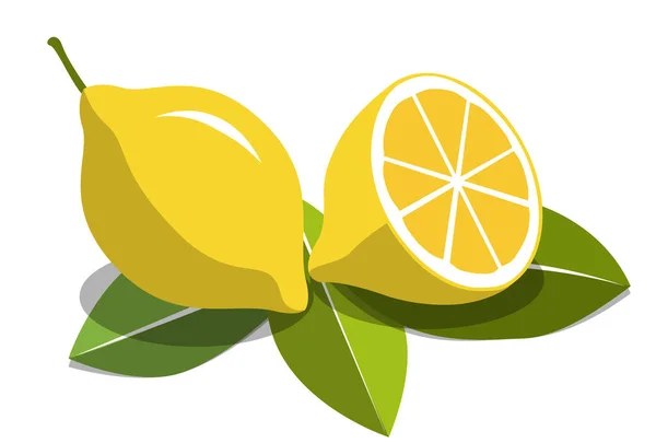 Citron Jaune Fruits Plats Sur Fond Blanc — Image vectorielle