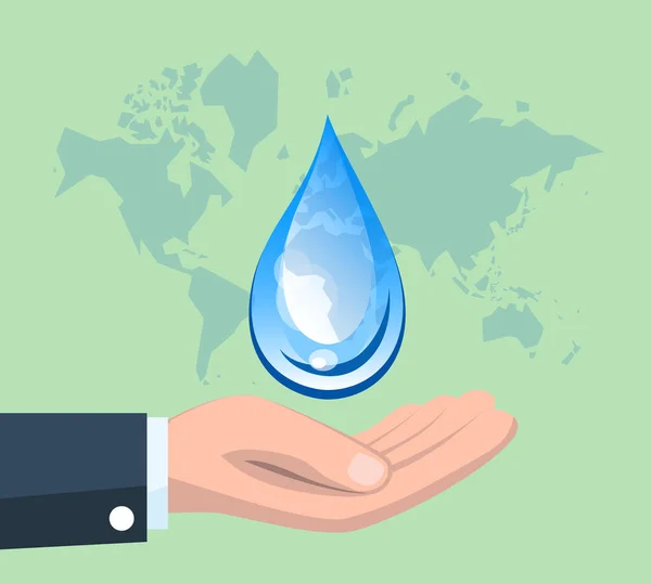 Día Mundial Del Agua Con Mano Sosteniendo Gota — Vector de stock