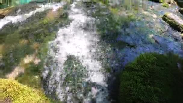 Ροή Νερού Από Ένα Ορεινό Ποτάμι Ρέει Γρήγορα Καθαρό Νερό — Αρχείο Βίντεο