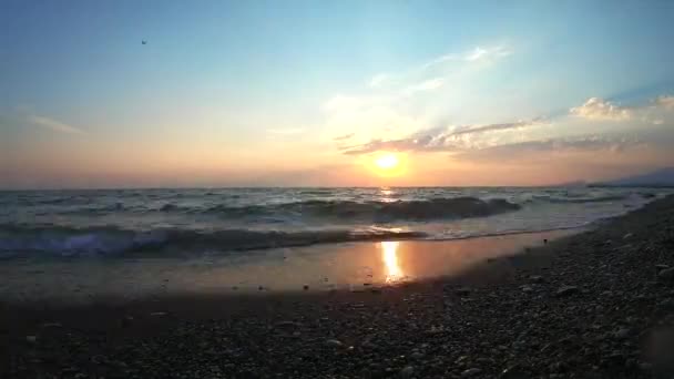 Strand Zonsondergang Tijd Ronden — Stockvideo