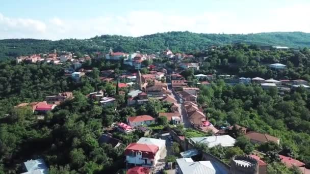 Vol au-dessus de la ville en Géorgie. Bâtiments anciens, voyage en Géorgie — Video