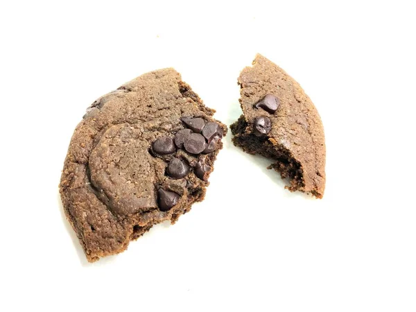 Csokoládé Chip Cookie Izolált Fehér Háttér — Stock Fotó