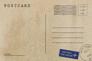 Kirli leke ile boş kartpostal arka 