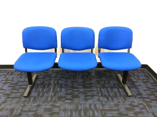 Chaises Bleues Dans Salle Attente Vide Ordinaire — Photo