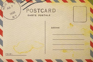 Kirli leke ile geri Vintage boş kartpostal 