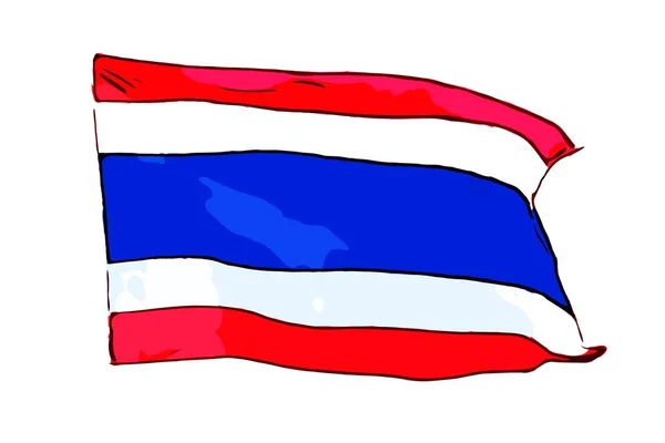Bandera Tailandesa Sobre Fondo Blanco Por Ilustración — Foto de Stock