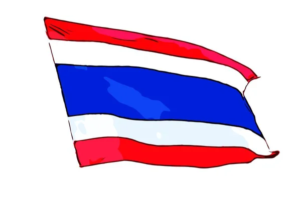 Thailändische Flagge Auf Weißem Hintergrund Durch Illustration — Stockfoto