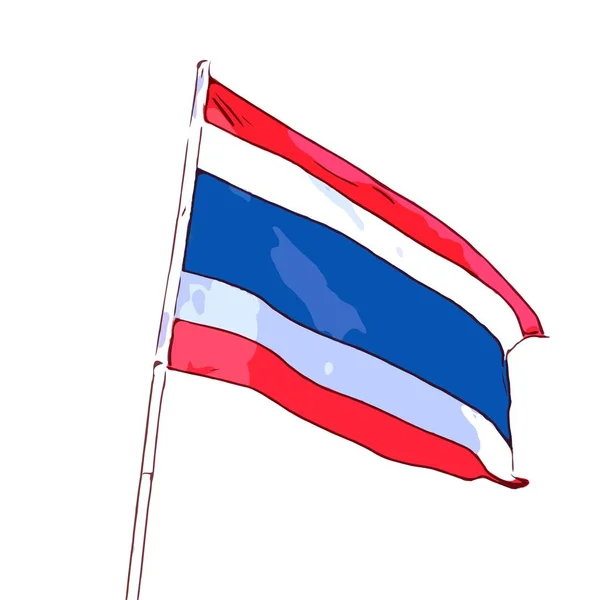 Resimde Tarafından Beyaz Arka Plan Üzerinde Tayland Bayrağı — Stok fotoğraf
