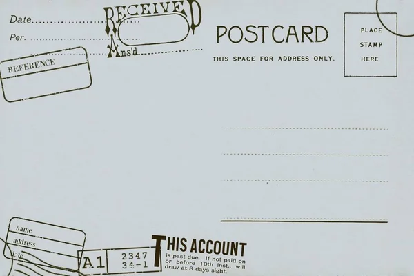 Parte Traseira Cartão Postal Correio Aéreo Branco Com Mancha Suja — Fotografia de Stock