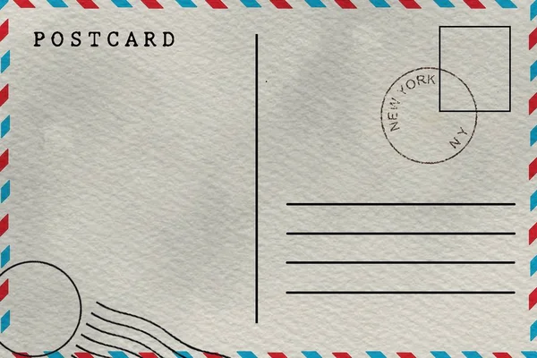 Parte Traseira Cartão Postal Correio Aéreo Branco Com Mancha Suja — Fotografia de Stock