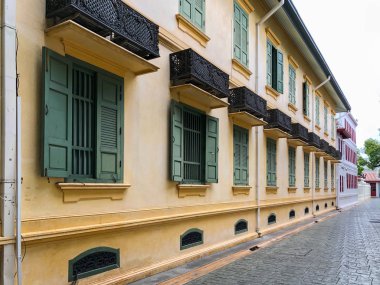 Wat Bowonniwet Vihara Bangkok Vintage tarzı pencereler bina, Tayland