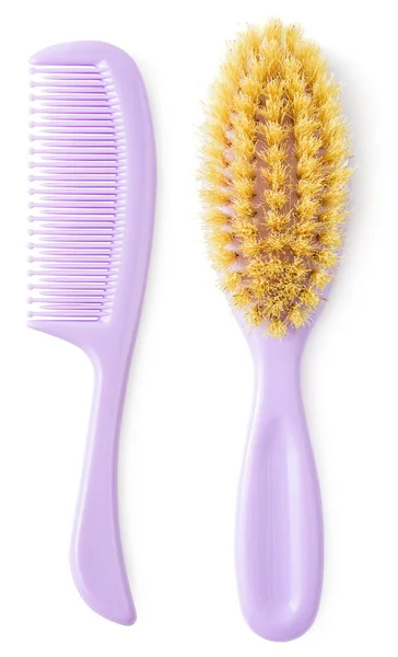 Newborn Brush Comb Isolated White Background Kiddie Size Hair Brushes — Stock Photo, Image