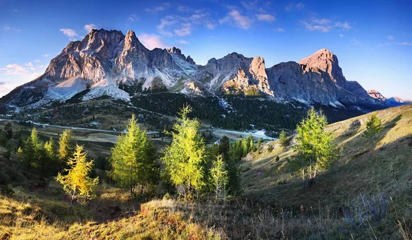 Malerischer Blick Auf Bäume Und Felsige Berge Hintergrund — Stockfoto