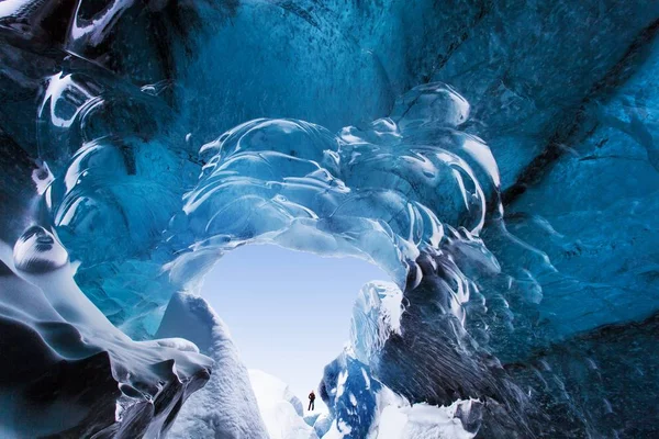 Vista Panorâmica Caverna Gelo Parque Nacional Vatnajokull Skaftafell Islândia — Fotografia de Stock