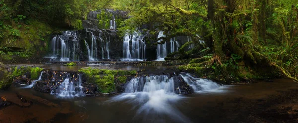 Scenic view of forest, stones and stream at summer
