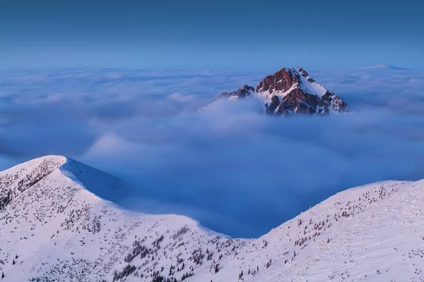Vista Aérea Los Picos Montaña Nieve Las Nubes —  Fotos de Stock