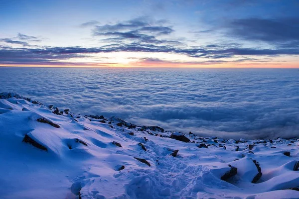 Vista Panorámica Las Montañas Rocosas Nieve Invierno — Foto de Stock