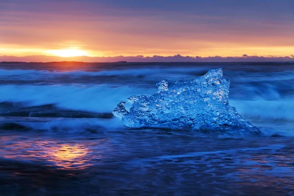 Vista Panoramica Del Ghiaccio Spiaggia Tramonto — Foto Stock