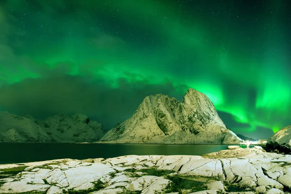 Vista Panorâmica Das Luzes Verdes Norte — Fotografia de Stock