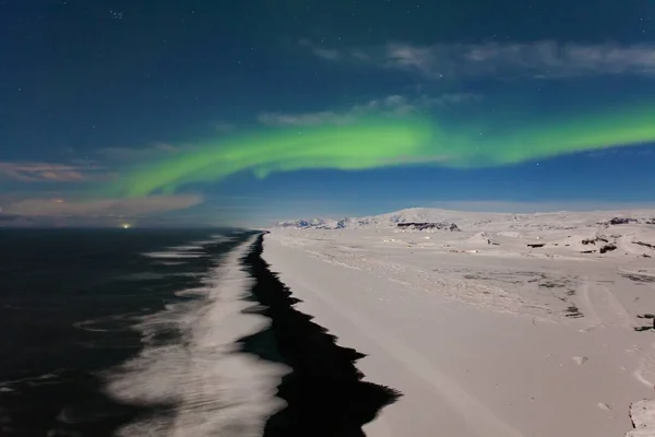 Vista Panoramica Del Verde Aurora Boreale — Foto Stock