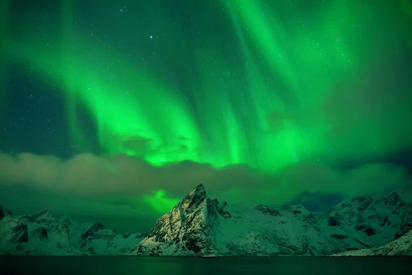 Vista Panorâmica Das Luzes Verdes Norte — Fotografia de Stock