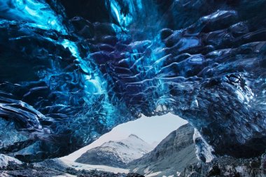 Scenic view of ice cave, Vatnajokull National Park, Skaftafell, Iceland clipart