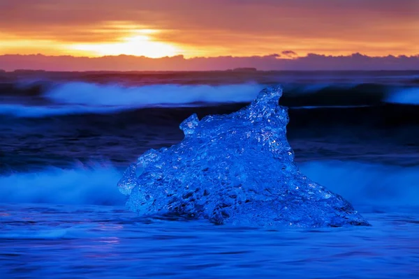 Vista Panorâmica Gelo Praia Pôr Sol — Fotografia de Stock