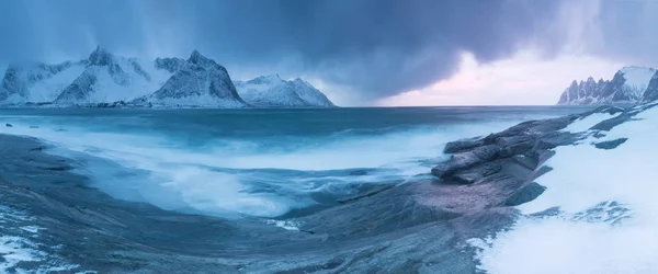 Scenic View Norwegian Alps Sea Winter — Stock Photo, Image