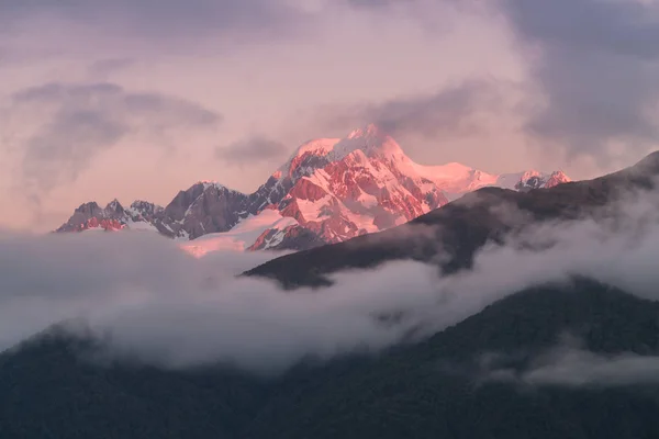 Solnedgång Ängar Uder Fox Glacier Moeka Tuawe Det Tempererade Maritima — Stockfoto