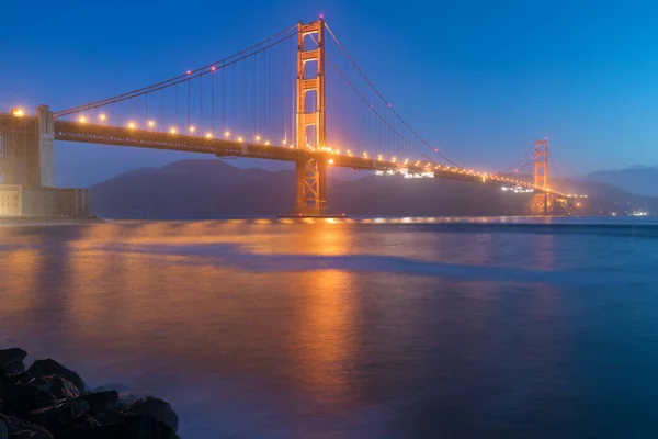 Klassische Panoramablick Auf Berühmte Goldene Torbrücke Schönen Abendlicht Auf Einer — Stockfoto
