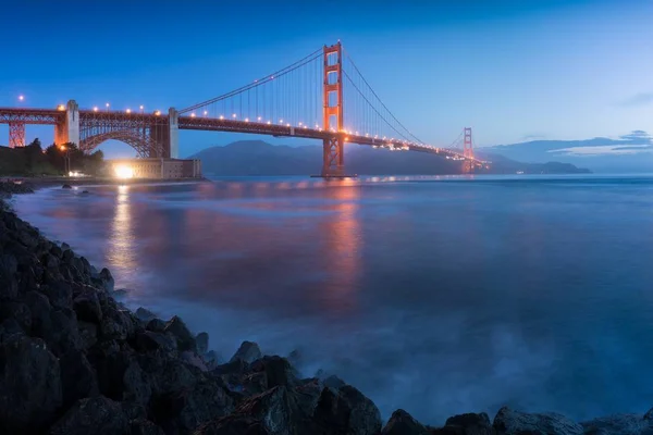 Klassischer Panoramablick Auf Die Berühmte Goldene Torbrücke Vom Hafen Von — Stockfoto