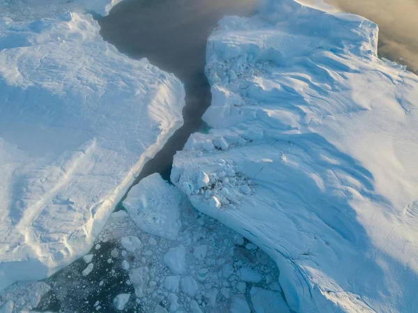 Icebergs Drone Vista Superior Imagen Aérea Cambio Climático Calentamiento Global —  Fotos de Stock