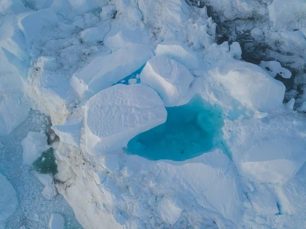 Icebergs Drone Air Image Top View Climate Change Global Warming — стокове фото