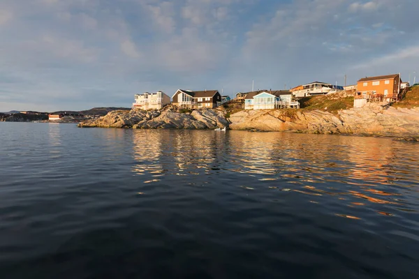 Rodebay Grönland Színes Házai Település Található Egy Kis Félszigeten Kiugró — Stock Fotó