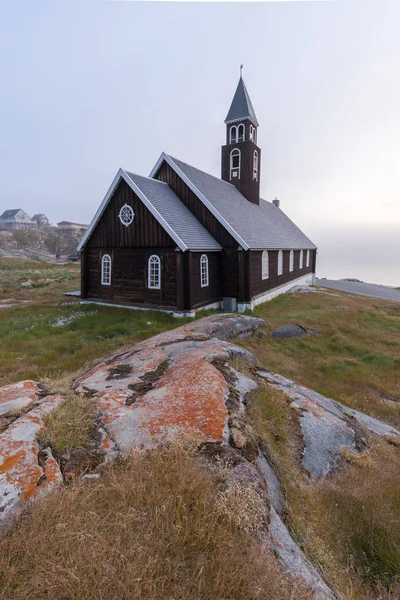 Igreja Rodebay Groenlândia Este Assentamento Está Localizado Uma Pequena Península — Fotografia de Stock