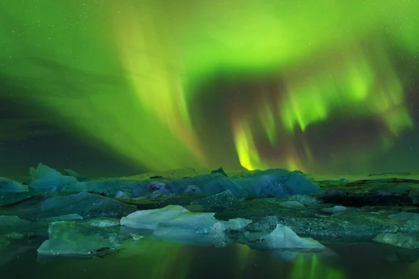 Hermosas Luces Del Norte Glaciar —  Fotos de Stock