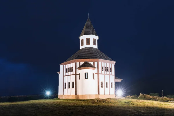 Church Chapel Night Illuminated Lights — Stock Photo, Image