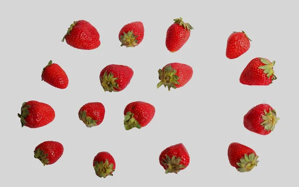 Erdbeeren Auf Weißem Geschlossenen Hintergrund — Stockfoto