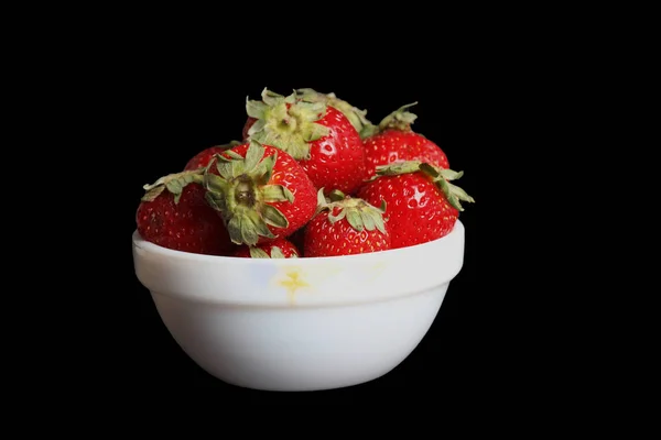 Strawberries Isolated Black Background — Stock Photo, Image