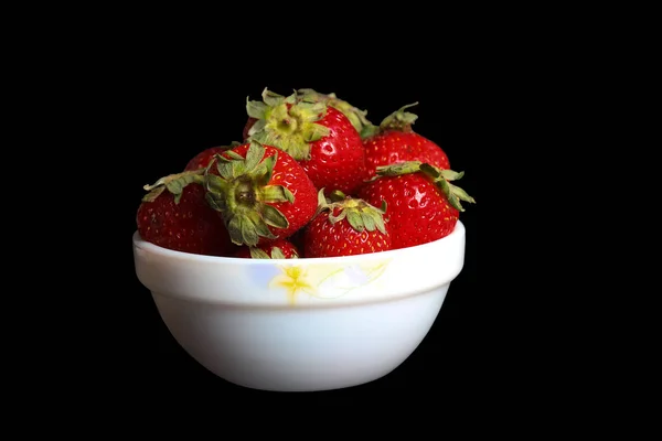 Strawberries Isolated Black Background — Stock Photo, Image