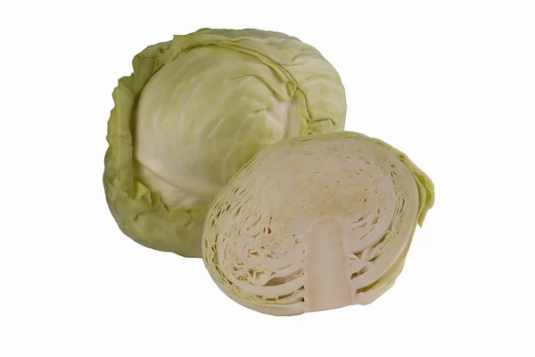 lahana ve lahana yakın çekim beyaz bir arka plan üzerinde izole yarısı