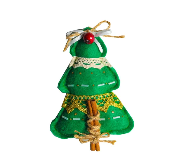 Christmas Tree Lace Stick Cinnamon Whiteisolated Background Background — Stock Photo, Image