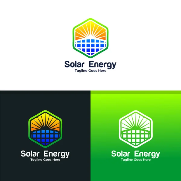 Modèle Conception Logo Énergie Solaire — Image vectorielle