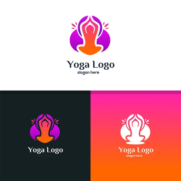 Yoga Beleza Mulher Logotipo Design Modelo —  Vetores de Stock