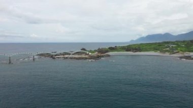 Taitung, Tayvan bulunan Sanxiantai Rekreasyon Alanı Havadan Görünümü.